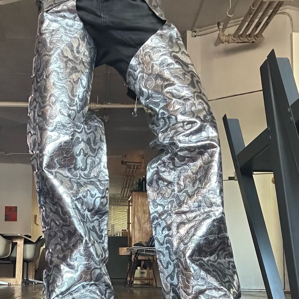 Silver and Black Patterned Pants